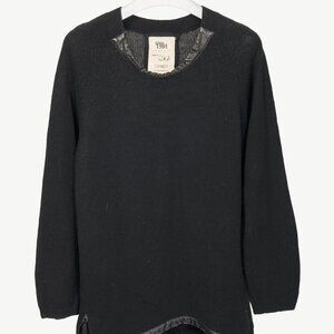 Annette Gortz AW10 Fero Black Cotton & Wool Leather-Trim Sweater